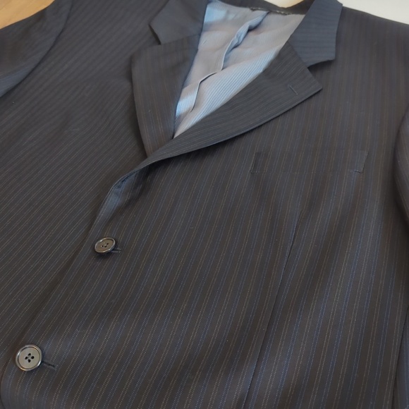 Jack Victor Blue Black Pinstripe Wool Blazer Suit Jacket - Picture 5 of 11